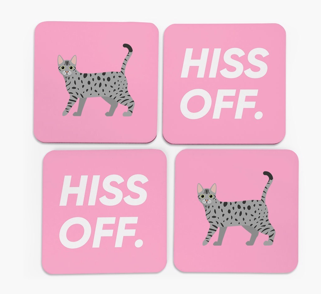 'Hiss Off' - Personalised {breedFullName} Coasters (Set of 4)