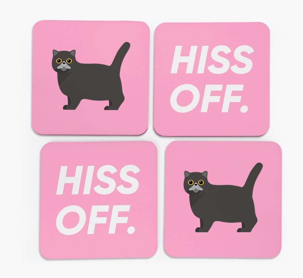 'Hiss Off' - Personalised {breedFullName} Coasters (Set of 4)