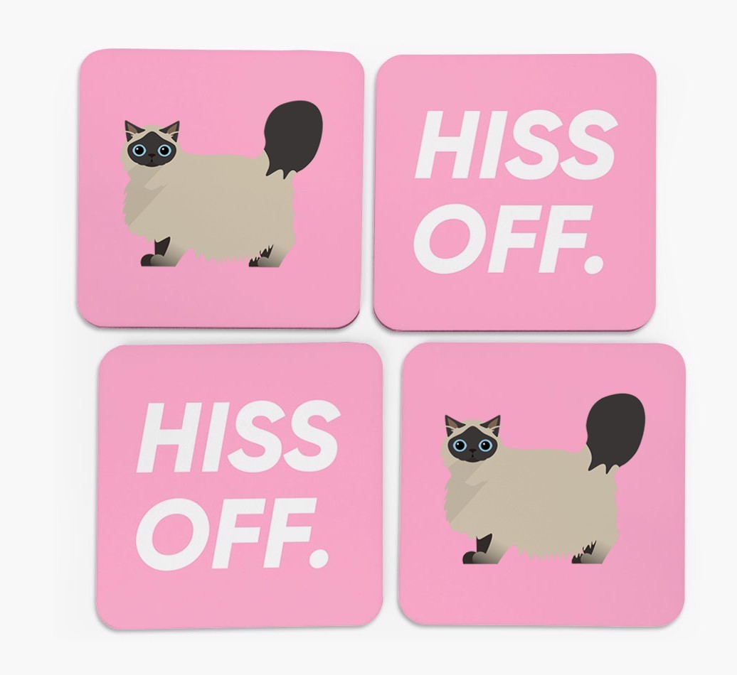 'Hiss Off' - Personalised {breedFullName} Coasters (Set of 4)