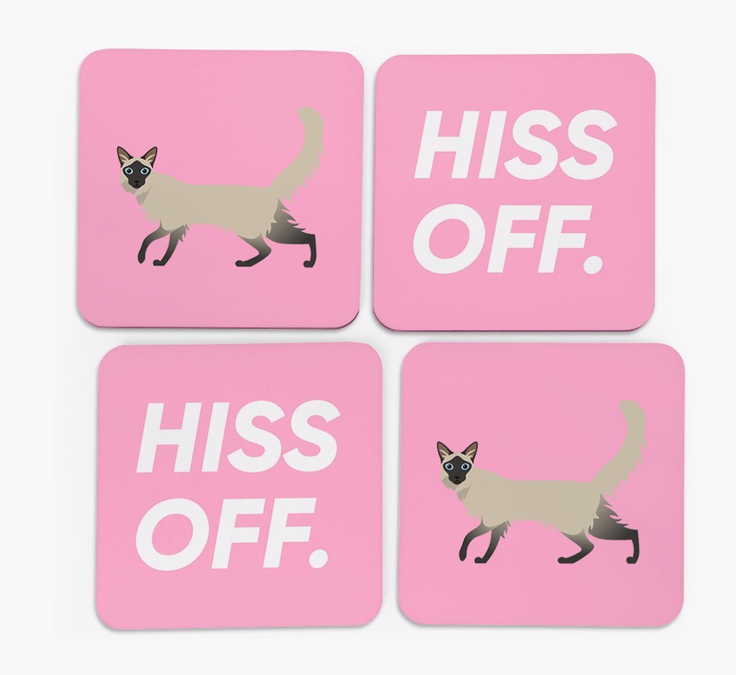 'Hiss Off' - Personalised {breedFullName} Coasters (Set of 4)