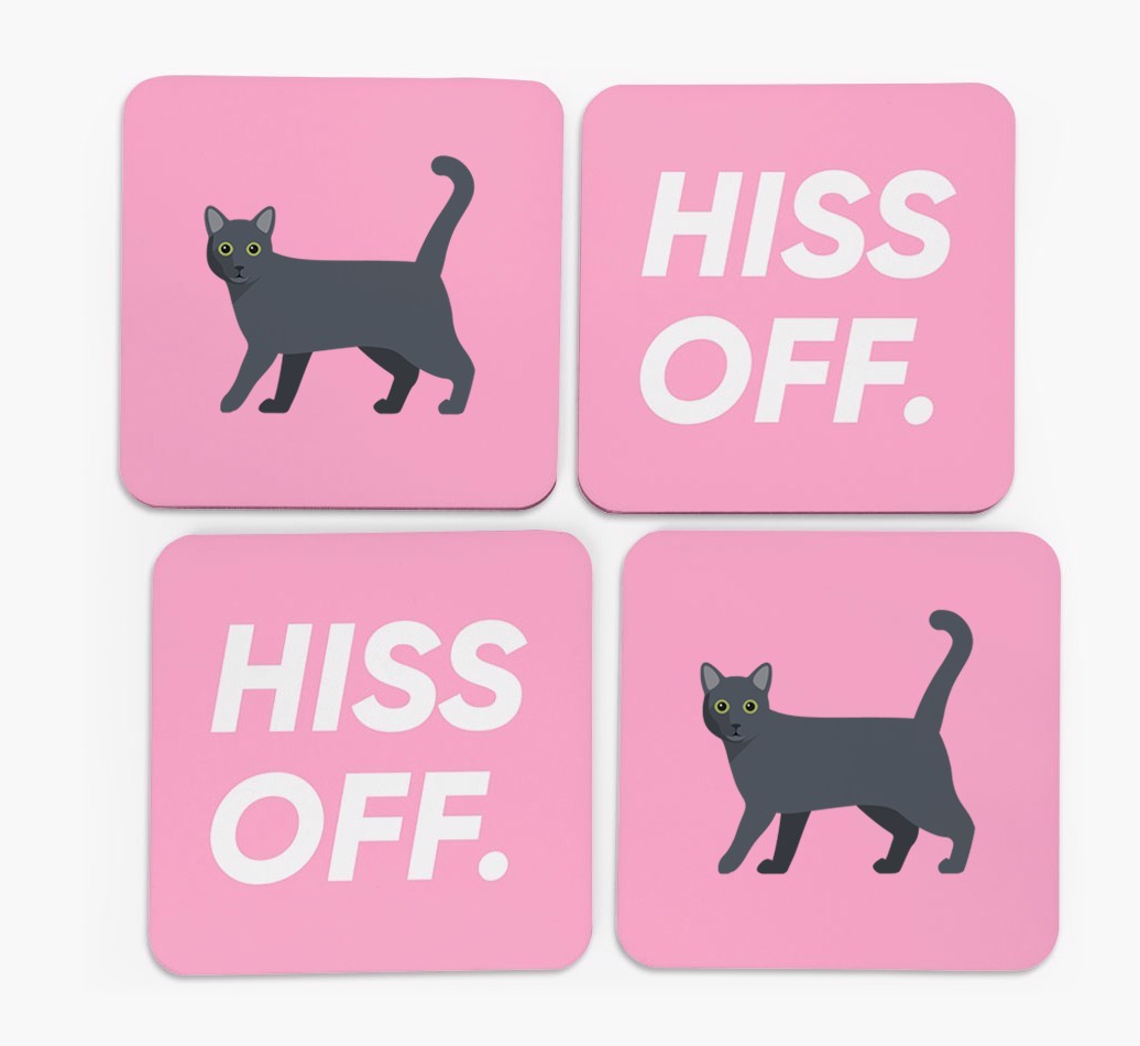 'Hiss Off' - Personalised {breedFullName} Coasters (Set of 4)