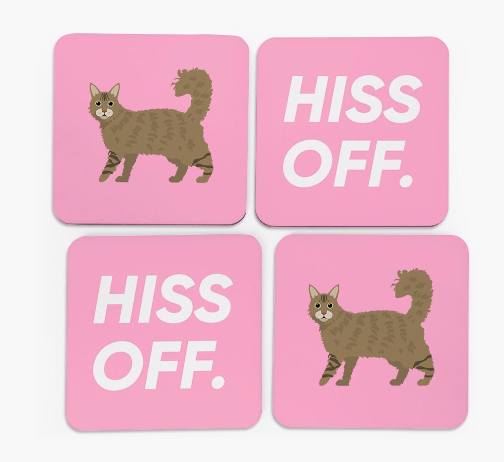 'Hiss Off' - Personalised {breedFullName} Coasters (Set of 4)