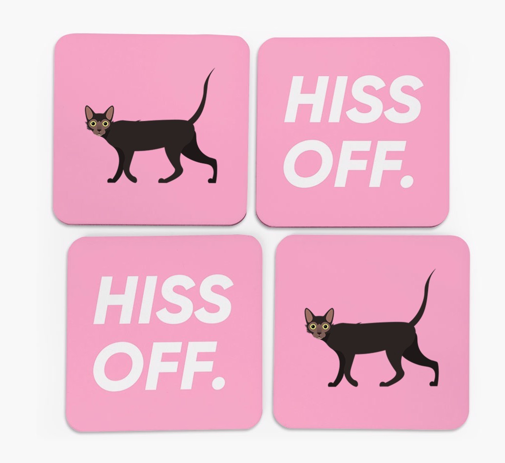 'Hiss Off' - Personalised {breedFullName} Coasters (Set of 4)