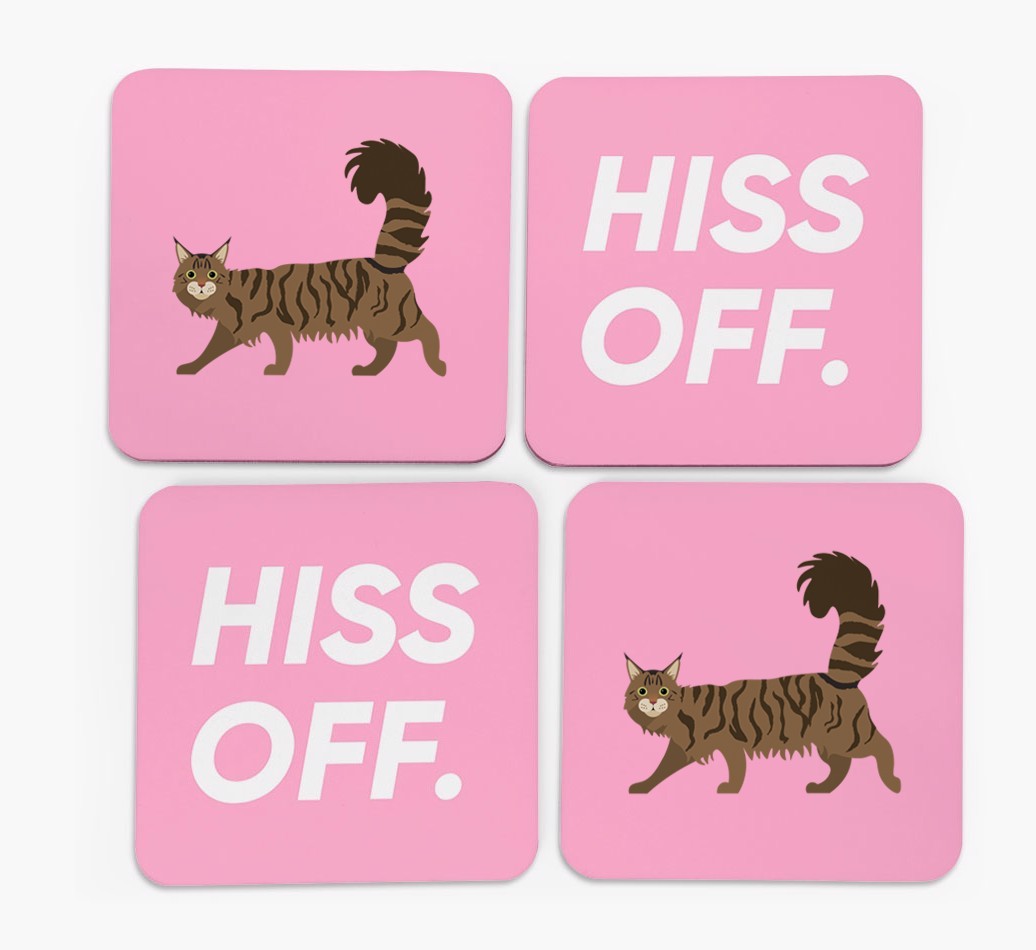 'Hiss Off' - Personalised {breedFullName} Coasters (Set of 4)