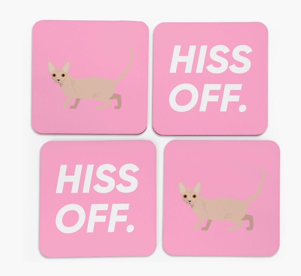 'Hiss Off' - Personalised {breedFullName} Coasters (Set of 4)