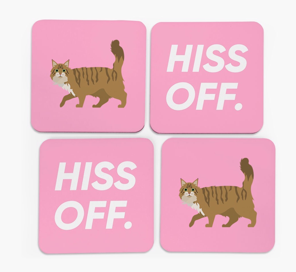 'Hiss Off' - Personalised {breedFullName} Coasters (Set of 4)