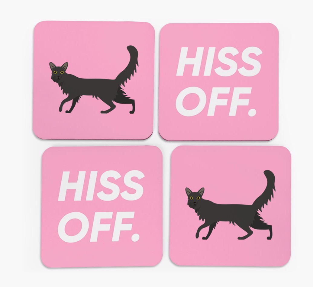 'Hiss Off' - Personalised {breedFullName} Coasters (Set of 4)