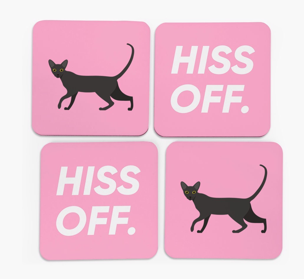 'Hiss Off' - Personalised {breedFullName} Coasters (Set of 4)