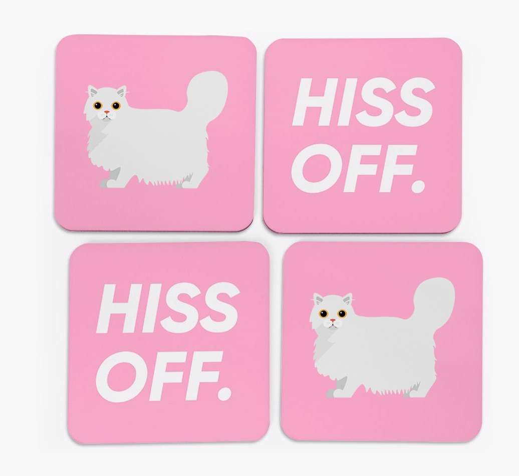 'Hiss Off' - Personalised {breedFullName} Coasters (Set of 4)