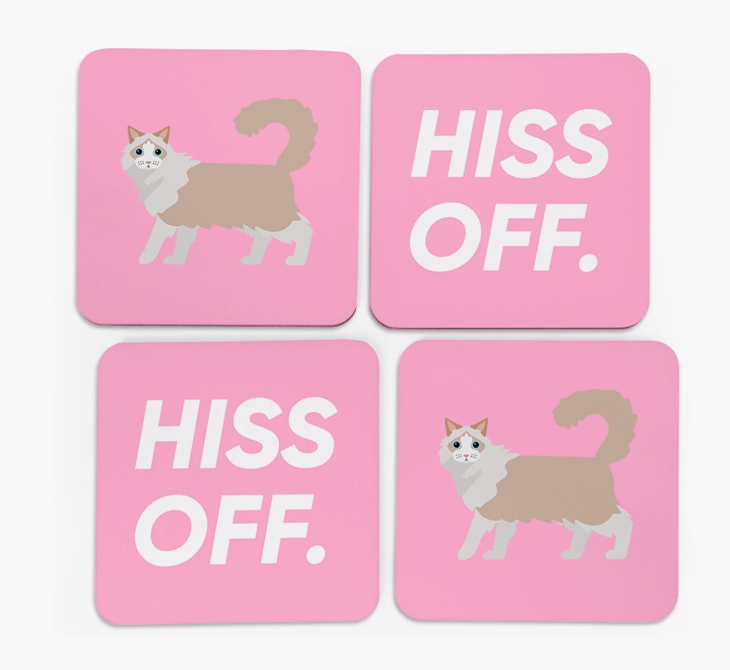 'Hiss Off' - Personalised {breedFullName} Coasters (Set of 4)