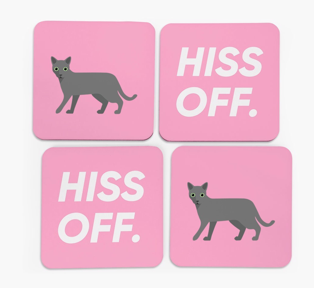 'Hiss Off' - Personalised {breedFullName} Coasters (Set of 4)