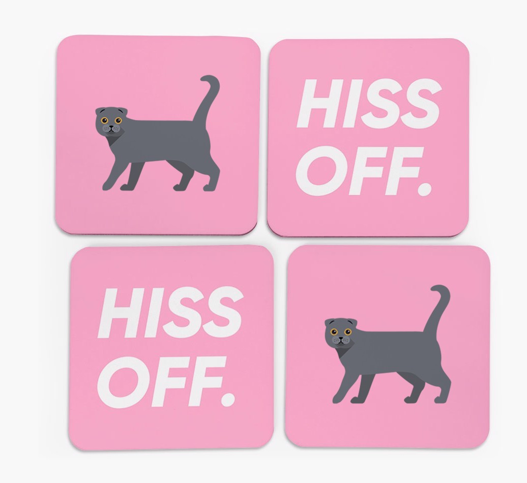 'Hiss Off' - Personalised {breedFullName} Coasters (Set of 4)