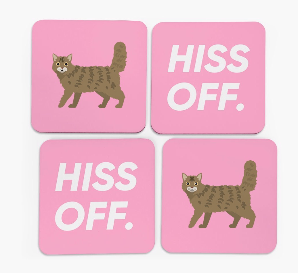 'Hiss Off' - Personalised {breedFullName} Coasters (Set of 4)