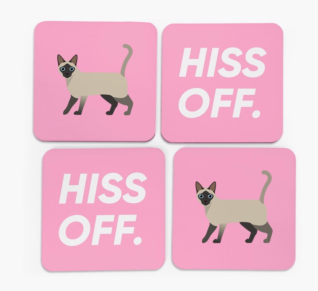 'Hiss Off' - Personalised {breedFullName} Coasters (Set of 4)