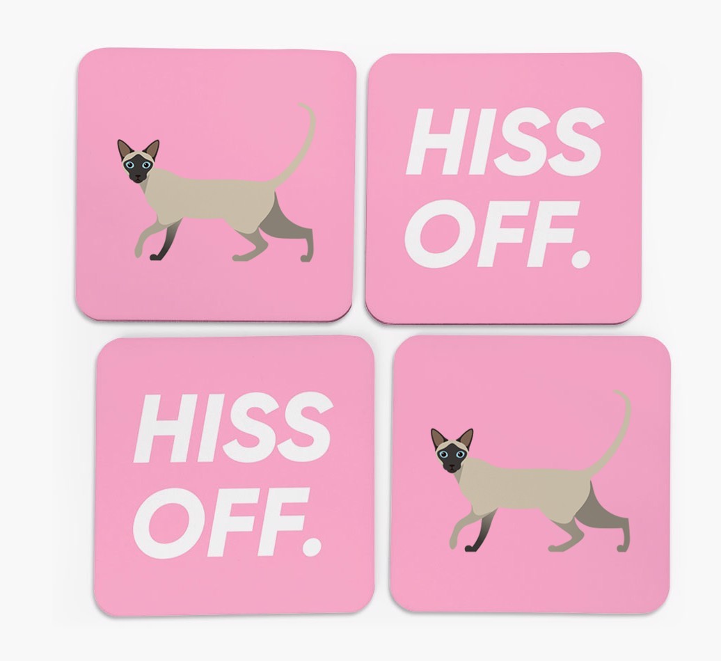 'Hiss Off' - Personalised {breedFullName} Coasters (Set of 4)