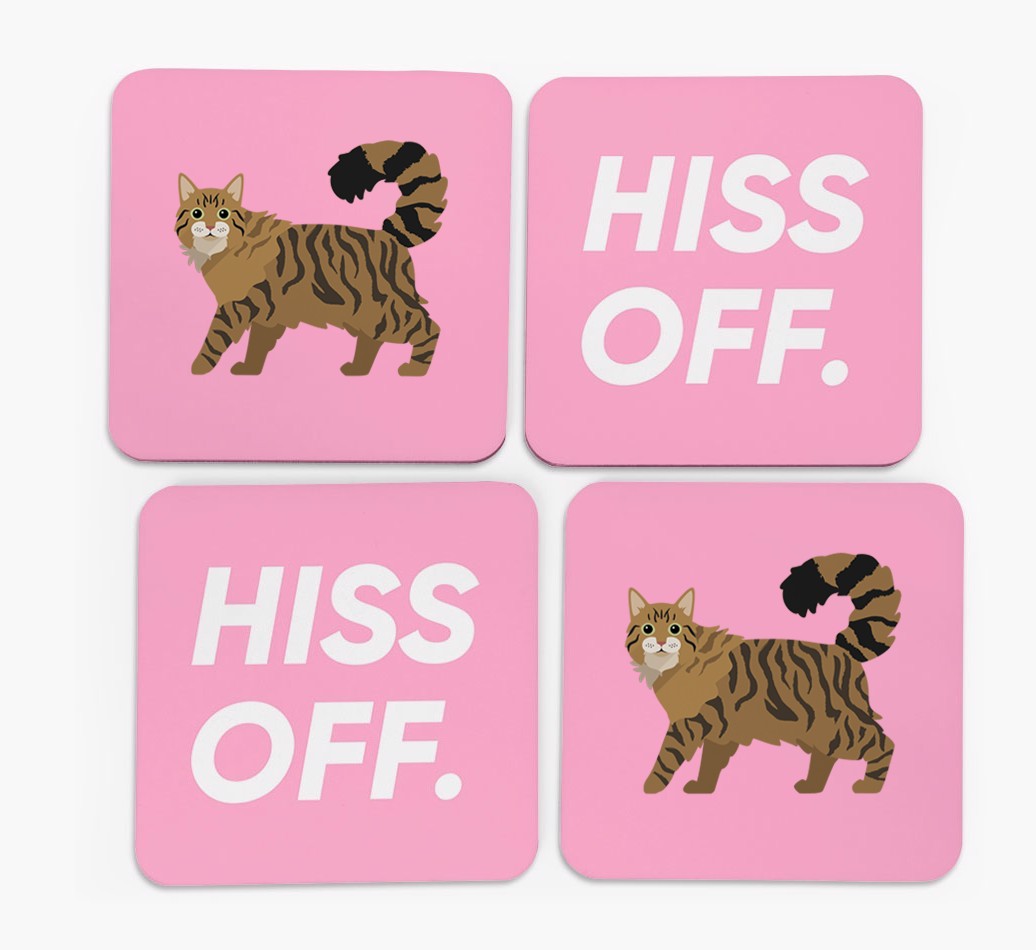 'Hiss Off' - Personalised {breedFullName} Coasters (Set of 4)