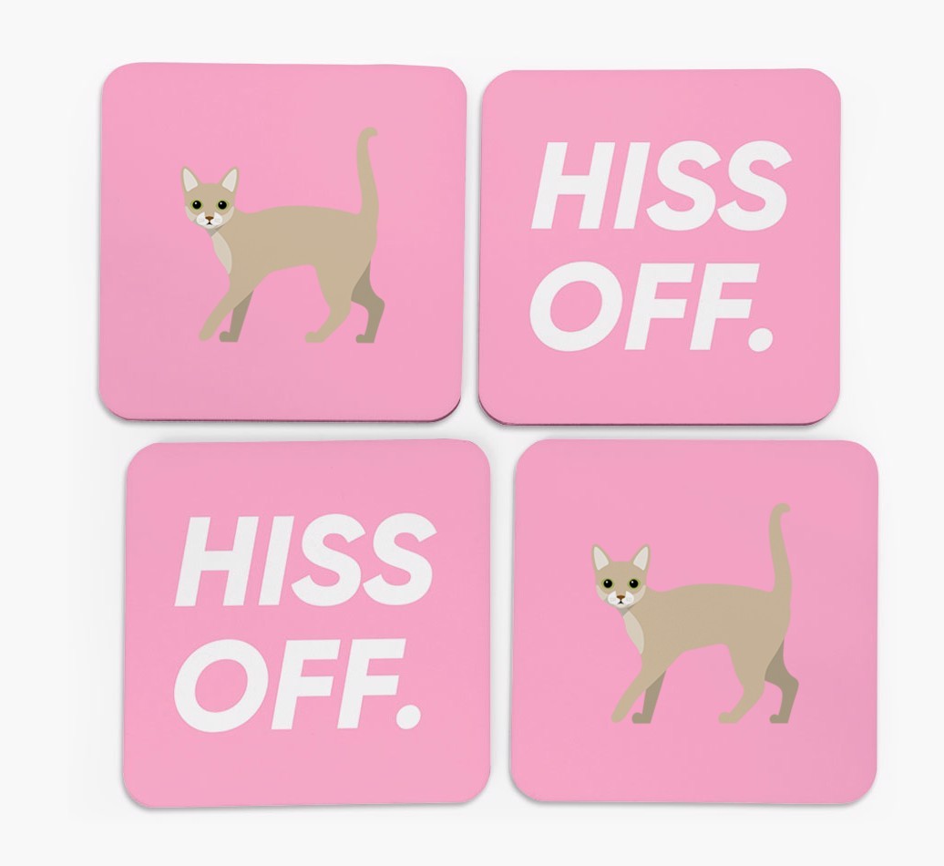 'Hiss Off' - Personalised {breedFullName} Coasters (Set of 4)