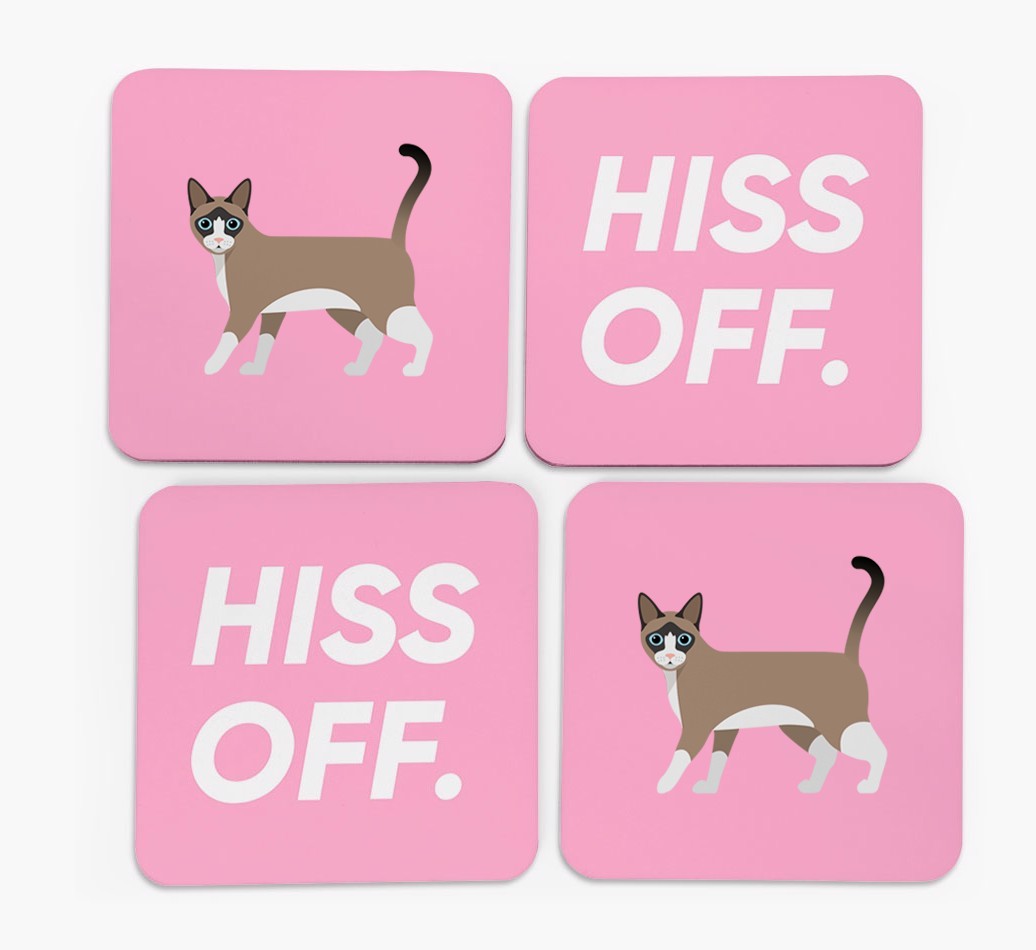 'Hiss Off' - Personalised {breedFullName} Coasters (Set of 4)