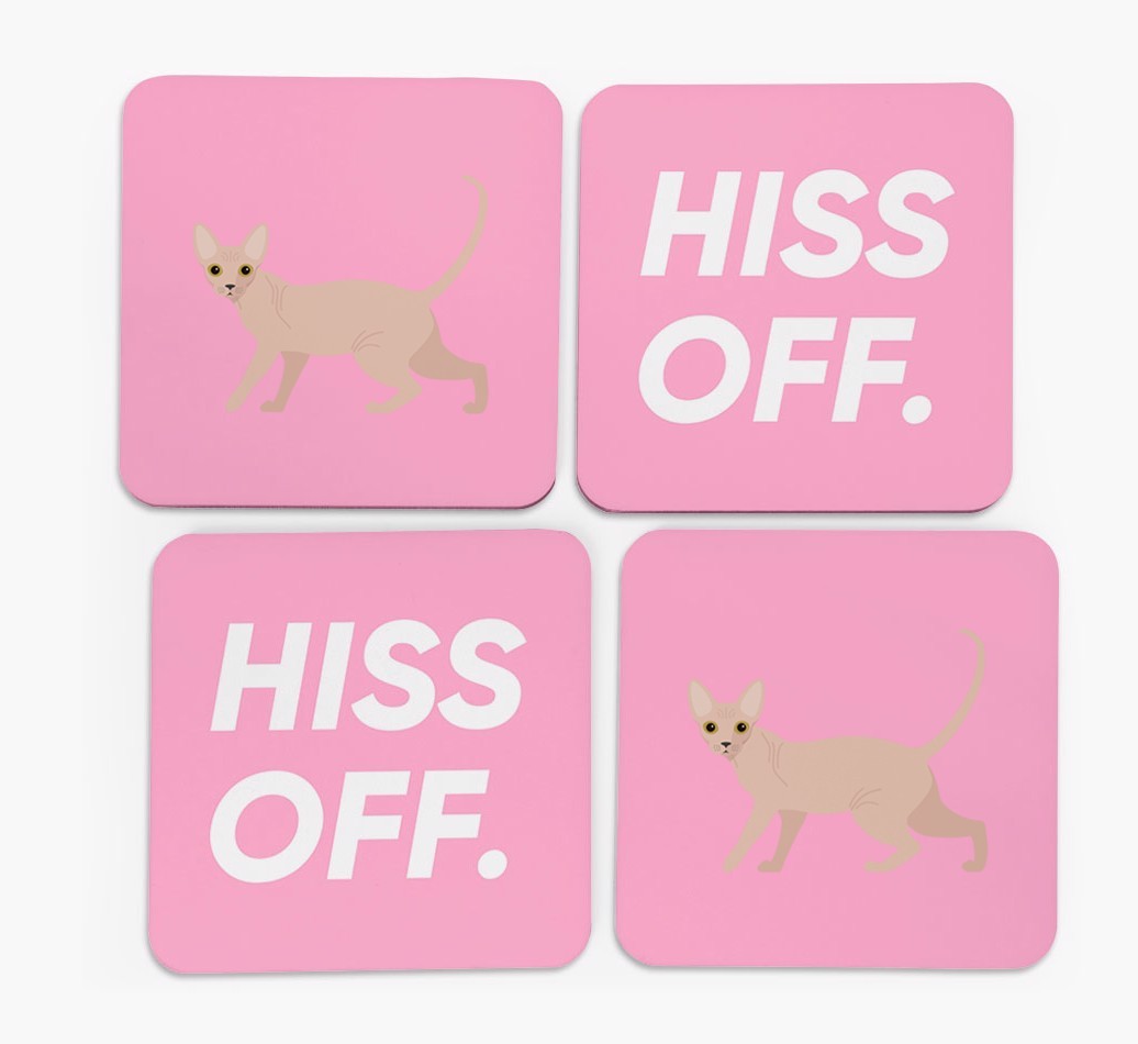 'Hiss Off' - Personalised {breedFullName} Coasters (Set of 4)