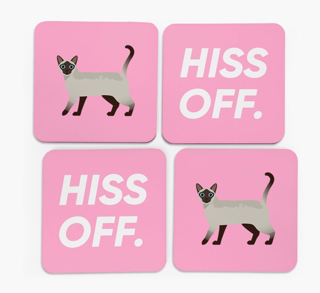 'Hiss Off' - Personalised {breedFullName} Coasters (Set of 4)