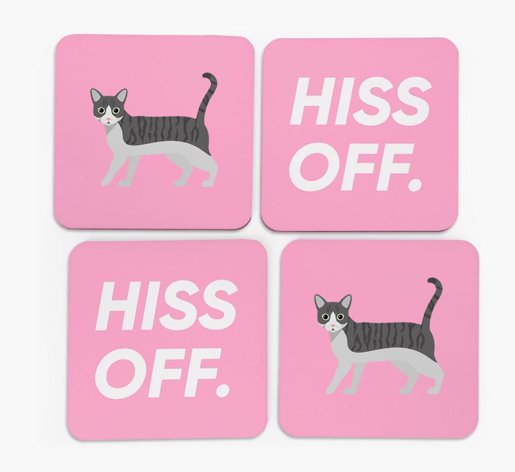 'Hiss Off' - Personalized {breedFullName} Coasters (Set of 4)