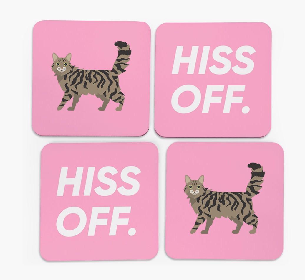 'Hiss Off' - Personalized {breedFullName} Coasters (Set of 4)