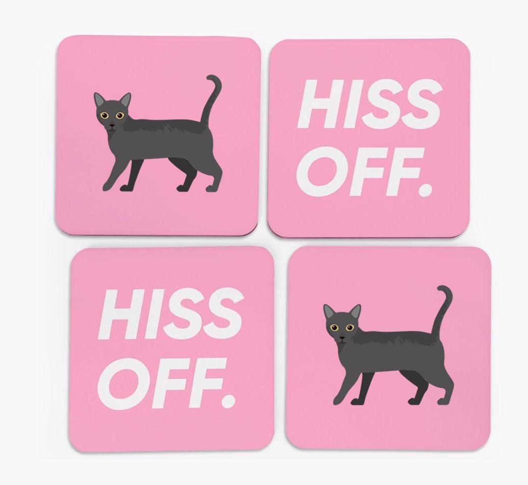 'Hiss Off' - Personalized {breedFullName} Coasters (Set of 4)