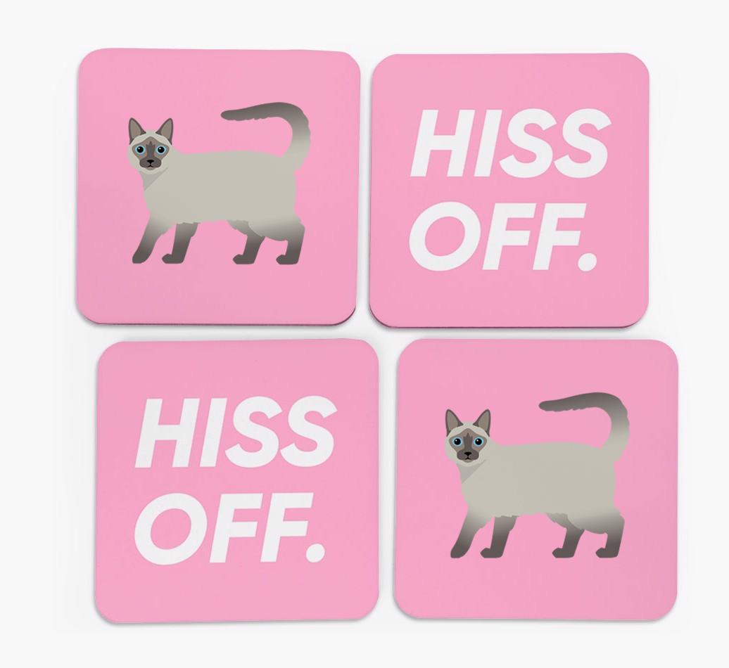 'Hiss Off' - Personalized {breedFullName} Coasters (Set of 4)