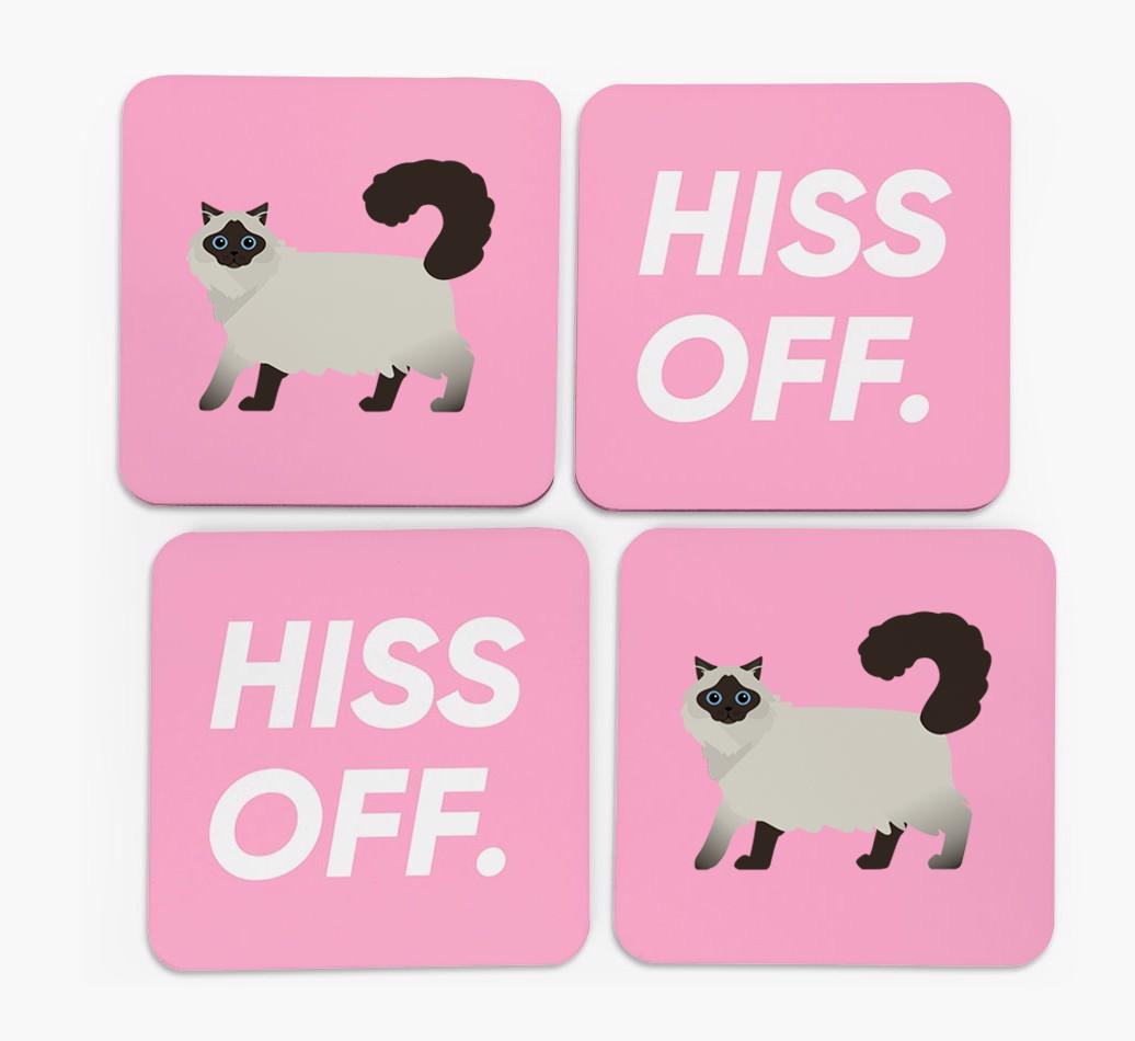 'Hiss Off' - Personalized {breedFullName} Coasters (Set of 4)