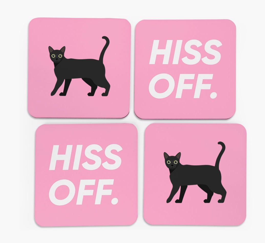 'Hiss Off' - Personalized {breedFullName} Coasters (Set of 4)