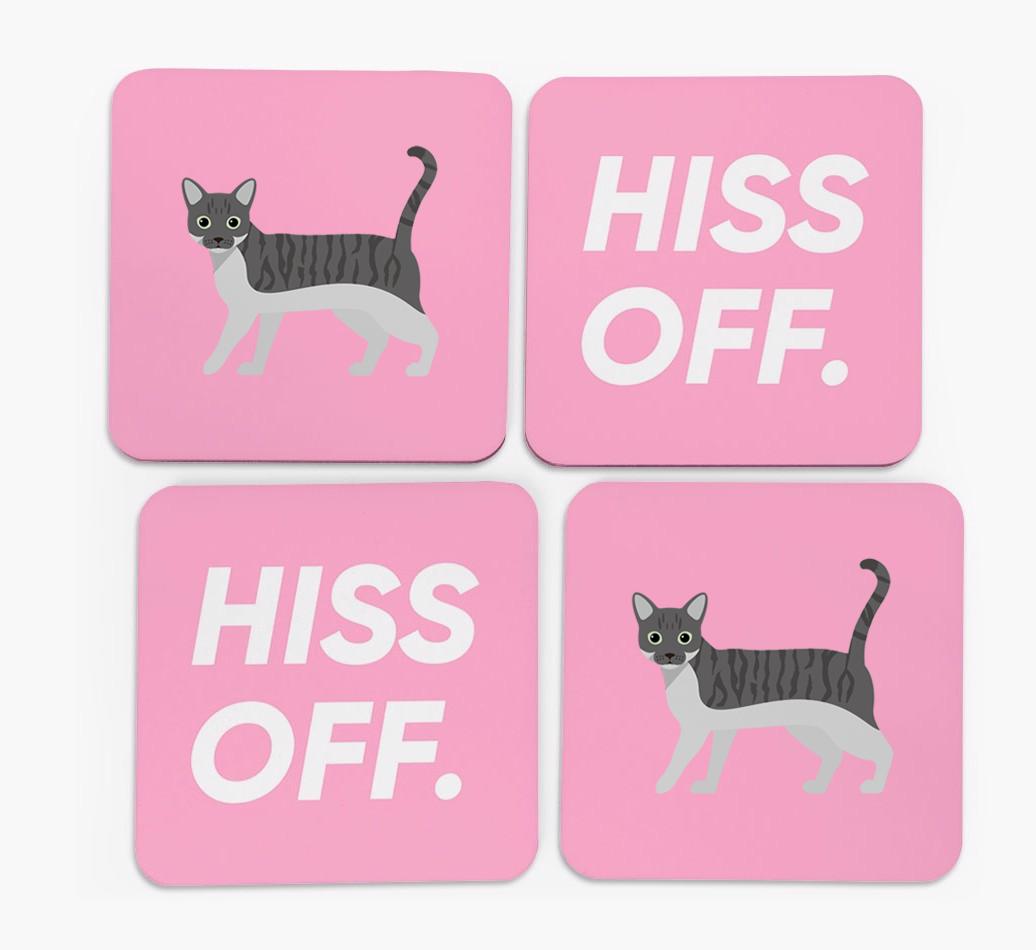 'Hiss Off' - Personalized {breedFullName} Coasters (Set of 4)