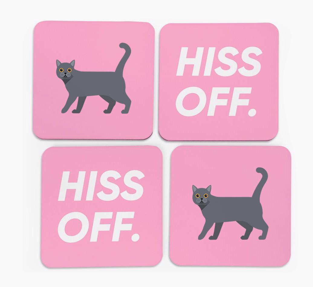 'Hiss Off' - Personalized {breedFullName} Coasters (Set of 4)