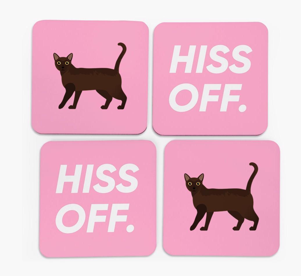 'Hiss Off' - Personalized {breedFullName} Coasters (Set of 4)