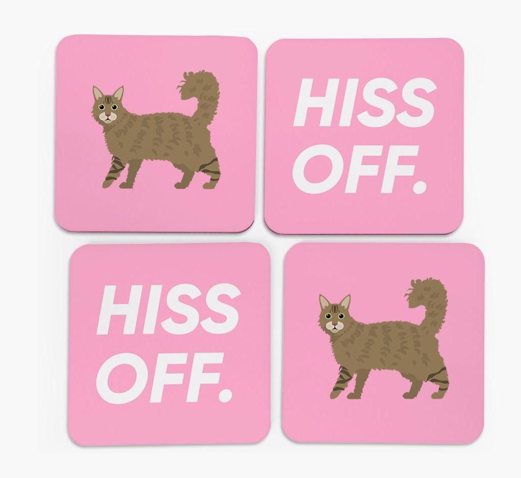 'Hiss Off' - Personalized {breedFullName} Coasters (Set of 4)