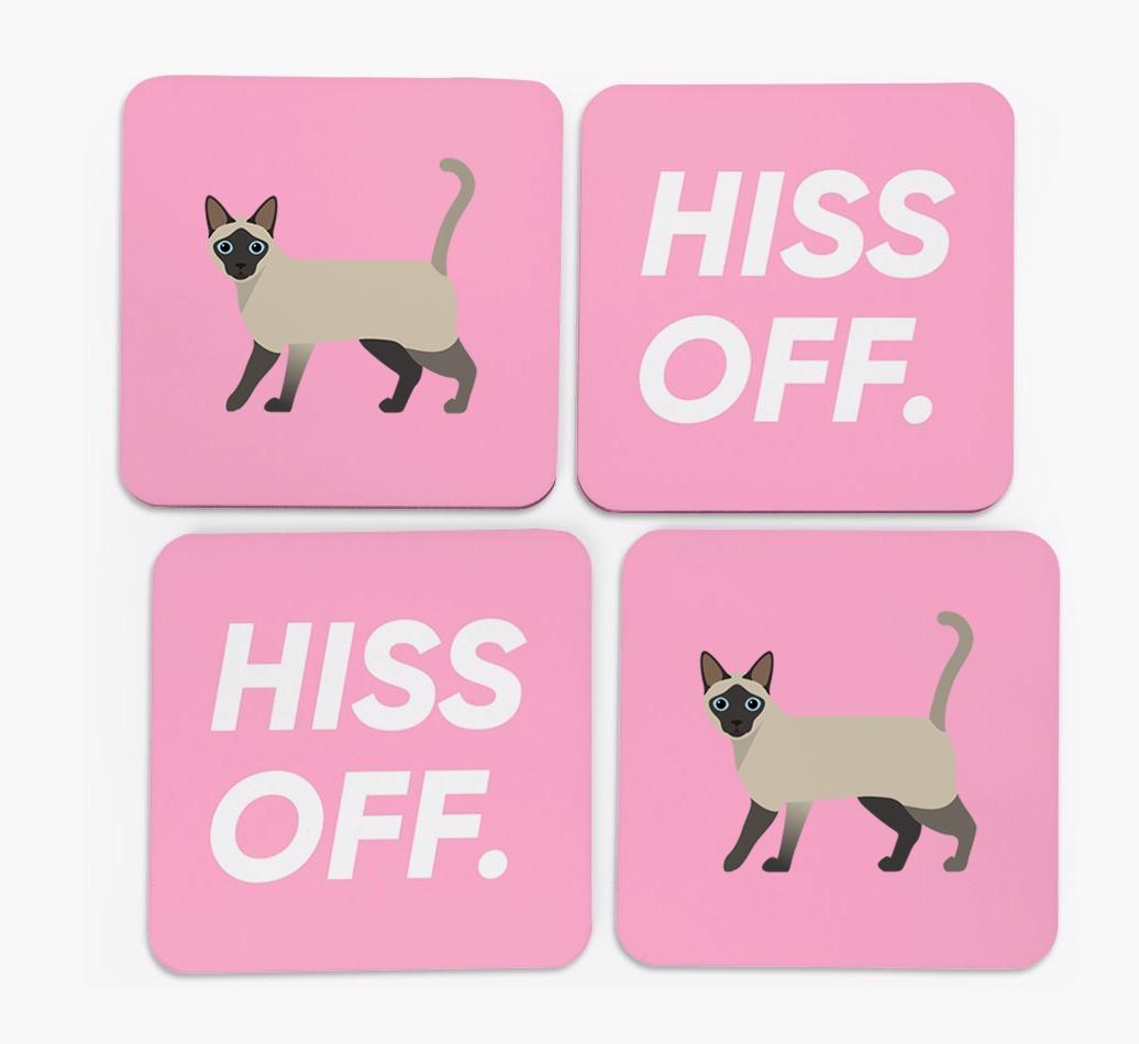'Hiss Off' - Personalized {breedFullName} Coasters (Set of 4)