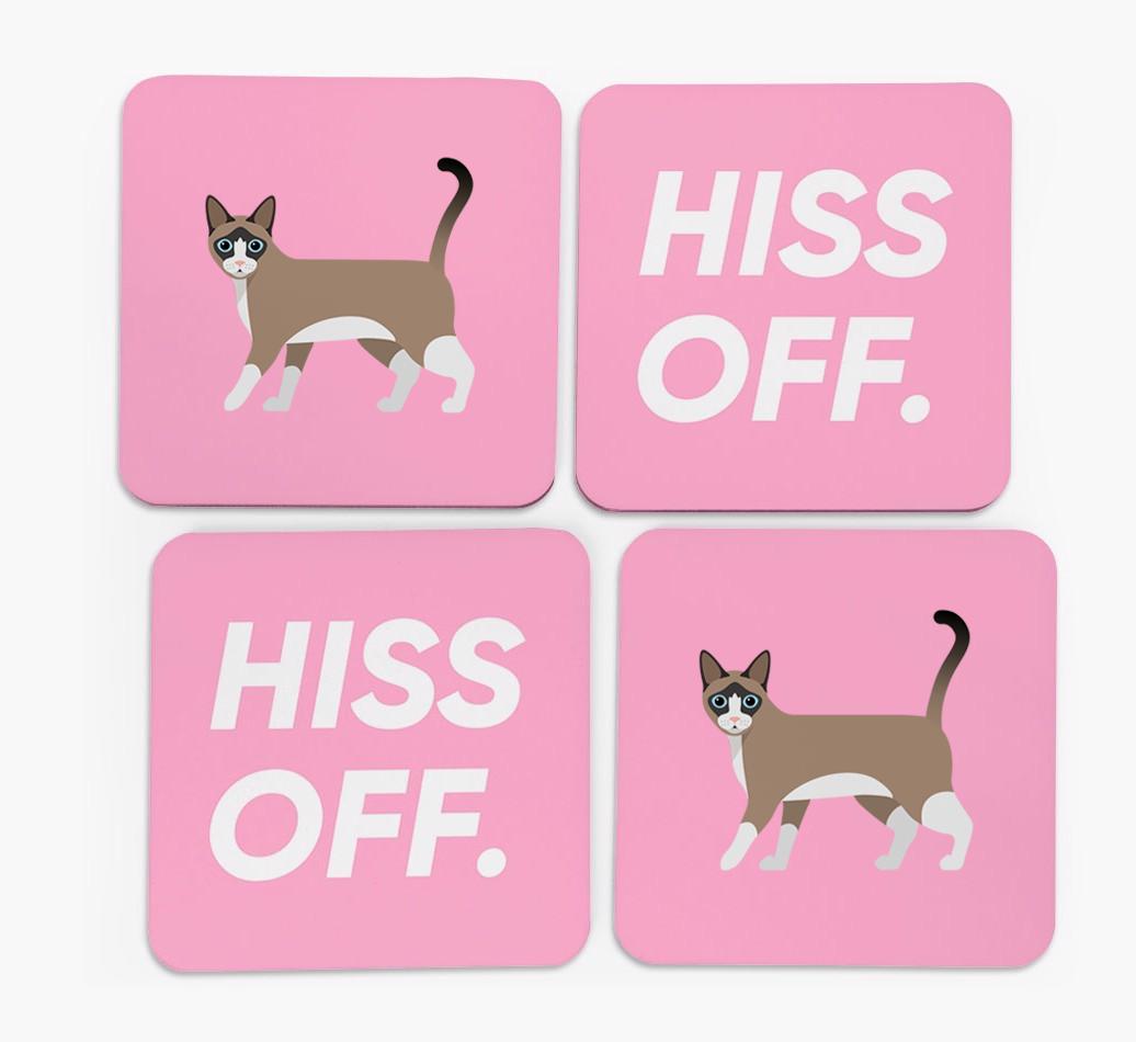 'Hiss Off' - Personalized {breedFullName} Coasters (Set of 4)