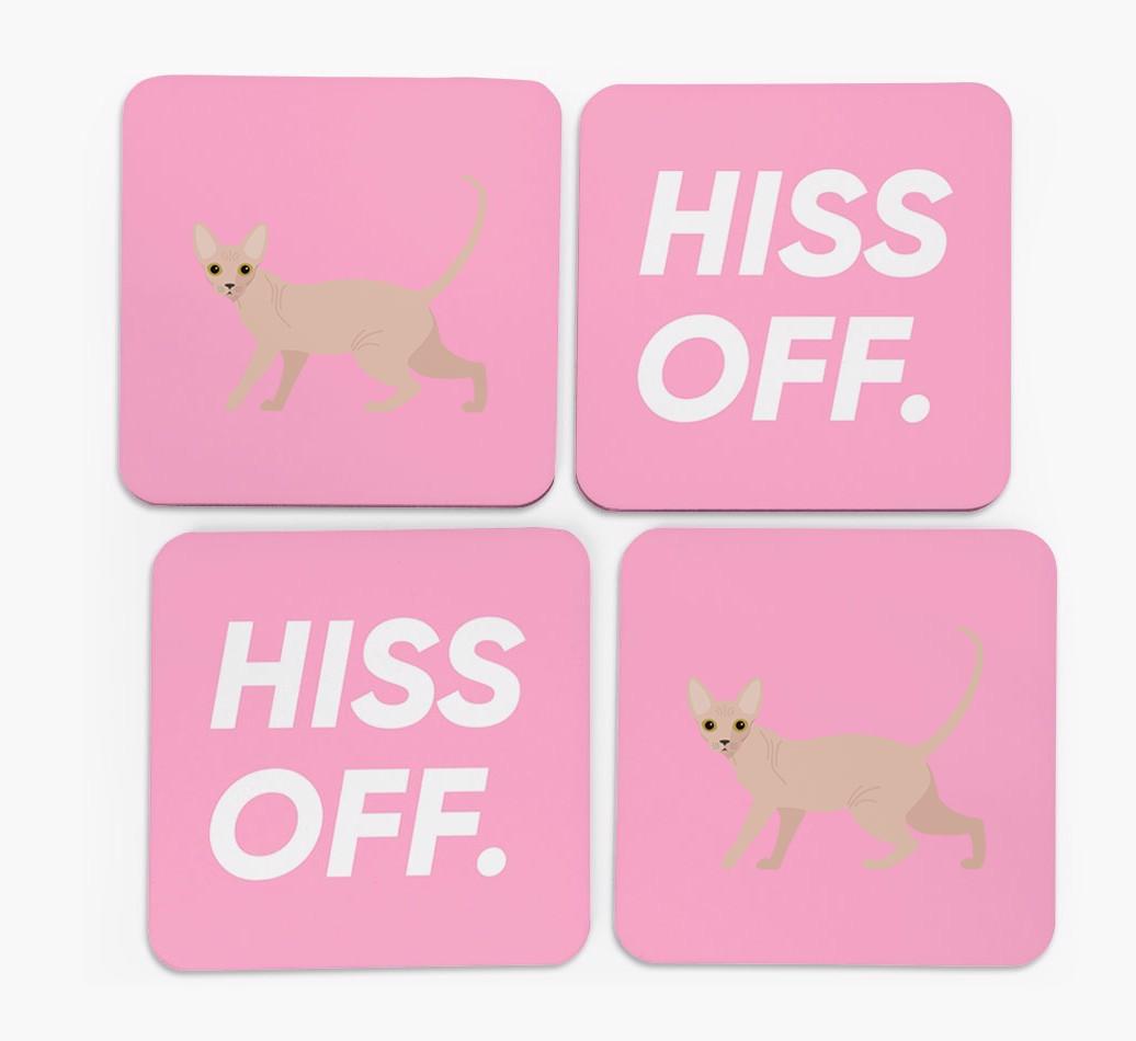 'Hiss Off' - Personalized {breedFullName} Coasters (Set of 4)