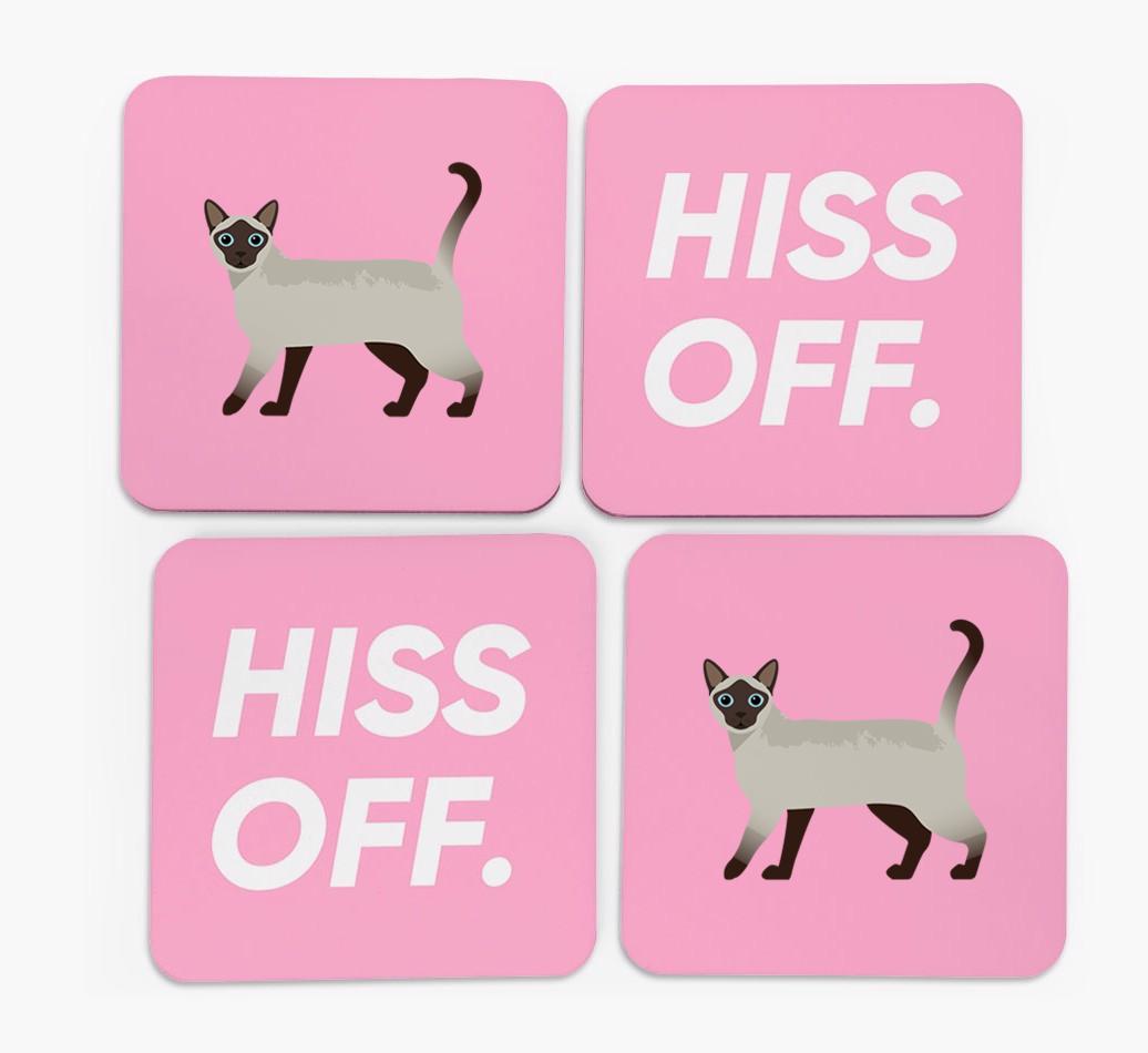 'Hiss Off' - Personalized {breedFullName} Coasters (Set of 4)