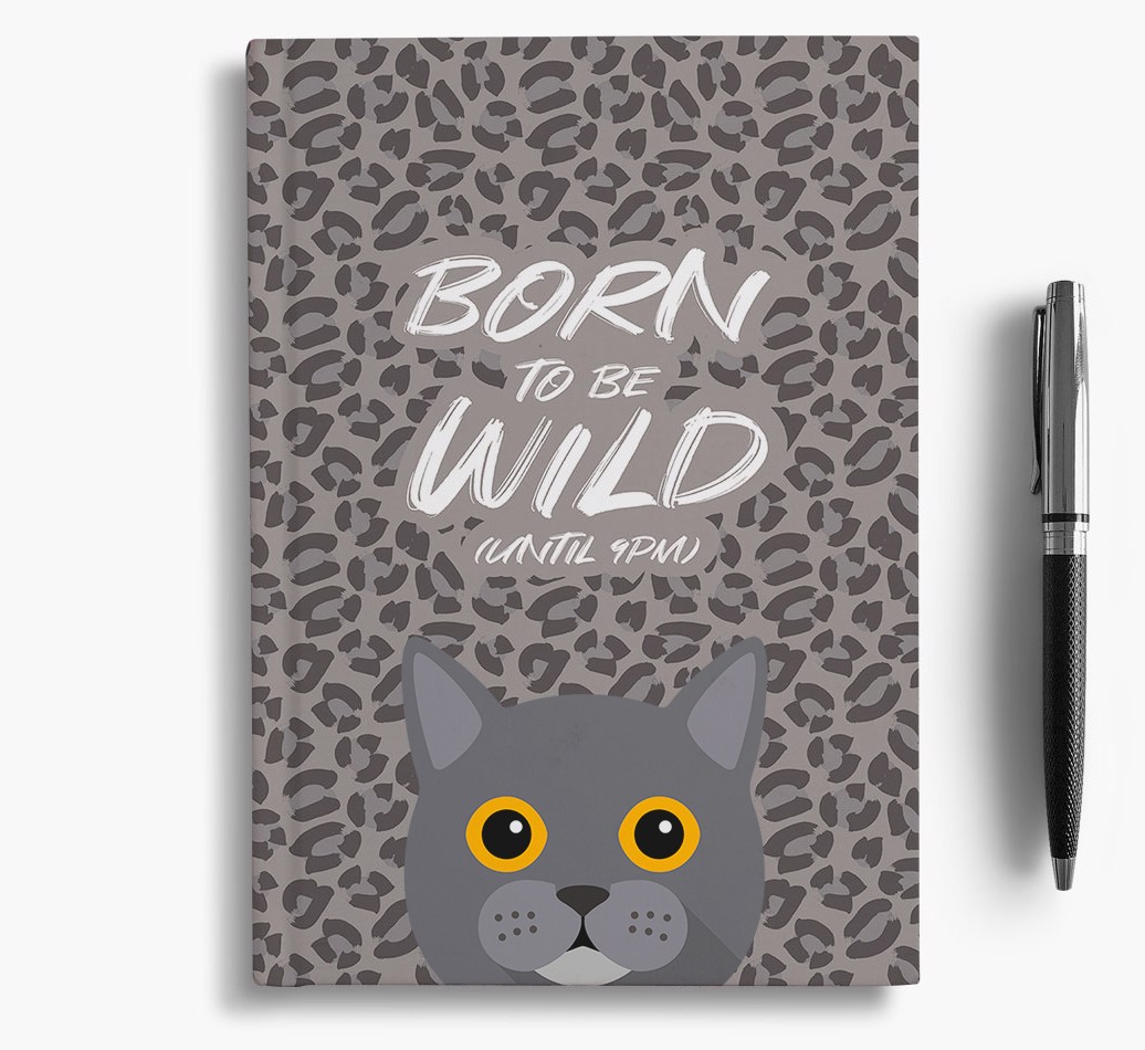 'Born To Be Wild' - Personalised {breedCommonName} Notebook
