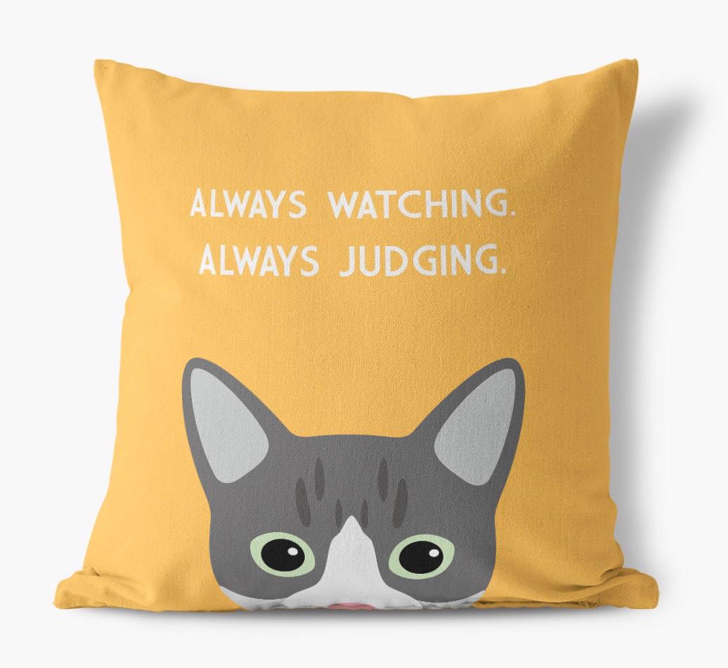 Always Watching: Personalized {breedCommonName} Canvas Pillow
