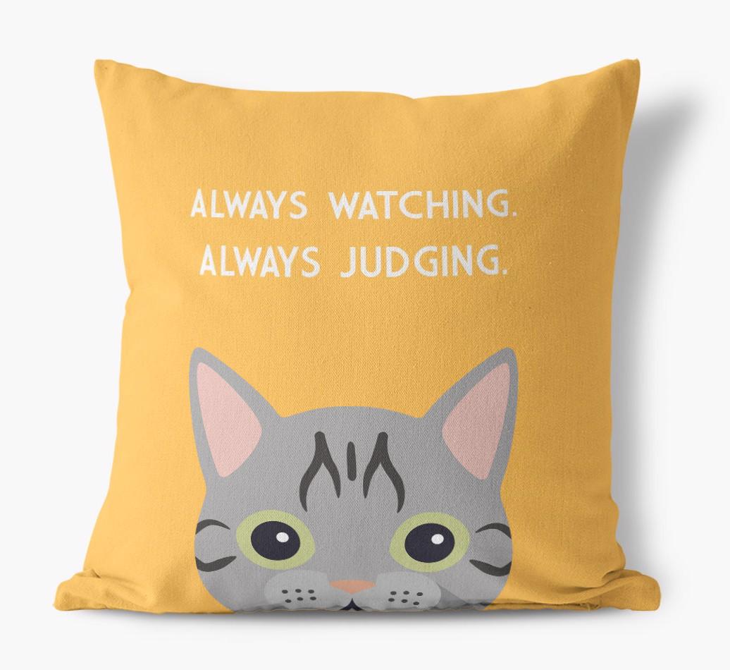Always Watching: Personalized {breedCommonName} Canvas Pillow