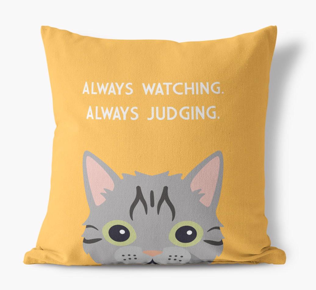 Always Watching: Personalized {breedCommonName} Canvas Pillow
