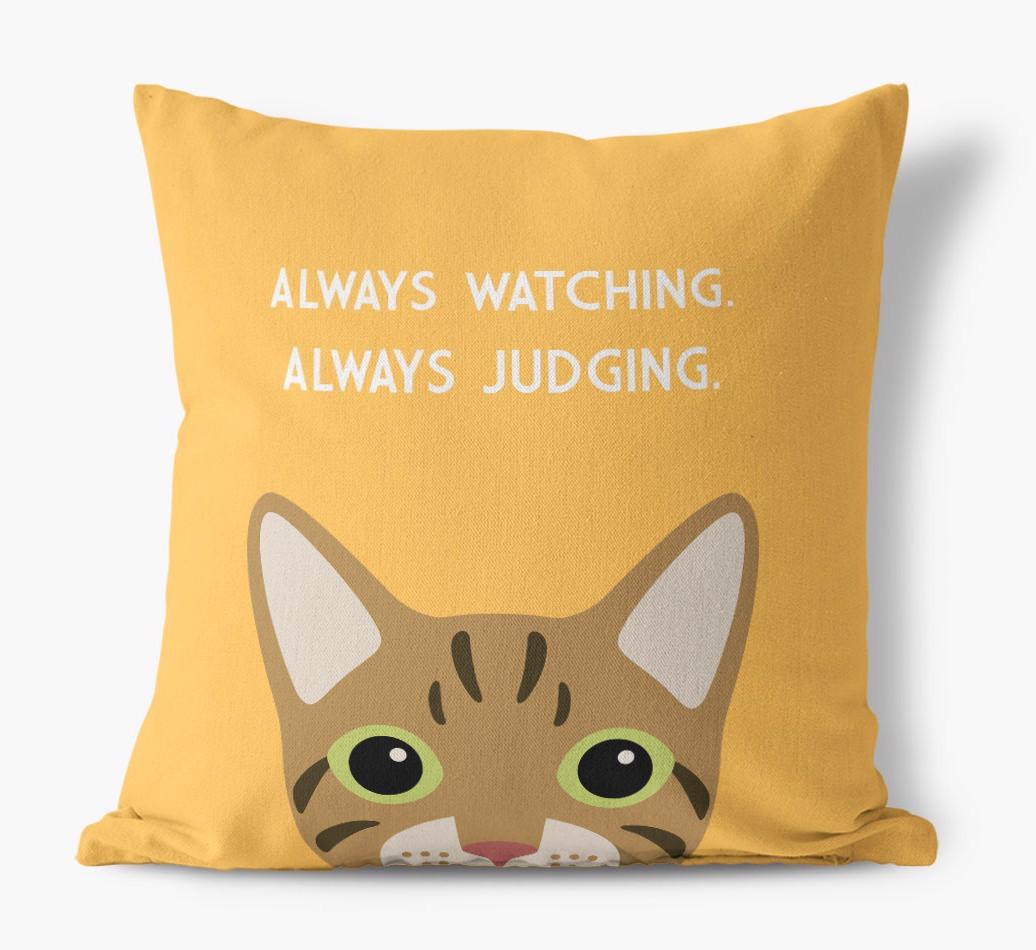 Always Watching: Personalized {breedCommonName} Canvas Pillow