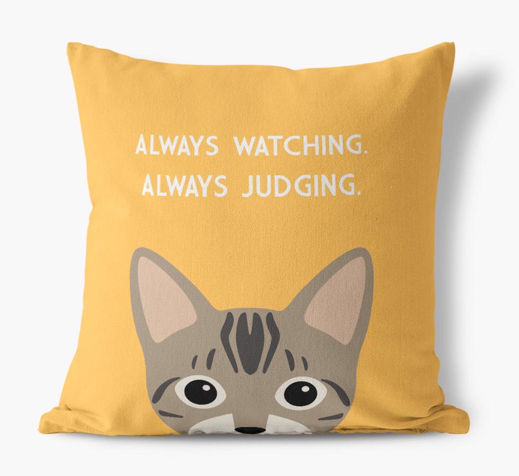 Always Watching: Personalized {breedCommonName} Canvas Pillow