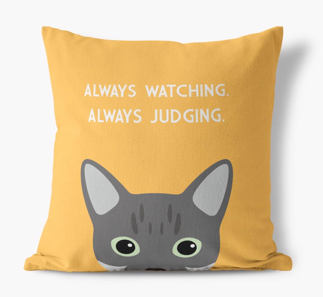 Always Watching: Personalized {breedCommonName} Canvas Pillow