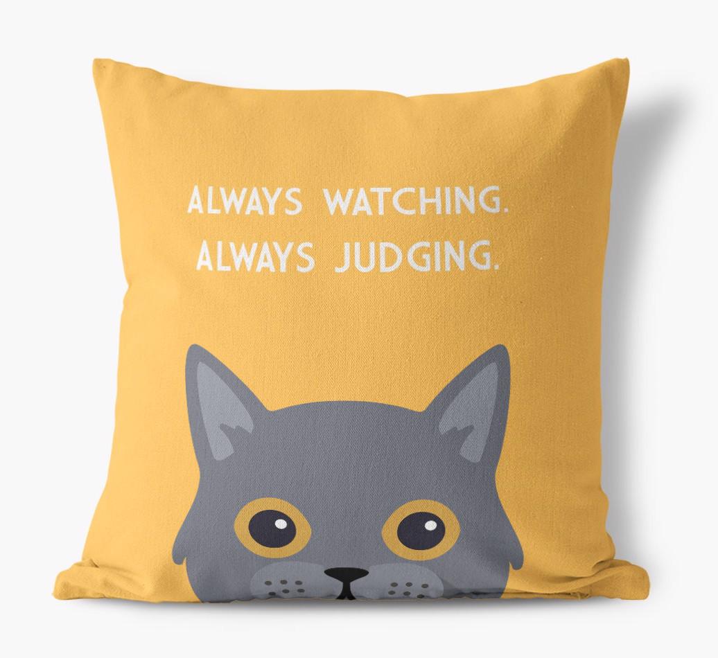 Always Watching: Personalized {breedCommonName} Canvas Pillow