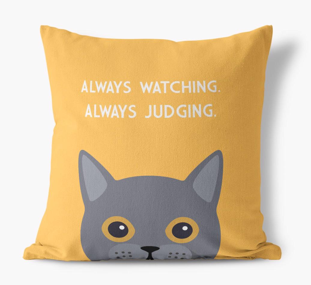 Always Watching: Personalized {breedCommonName} Canvas Pillow