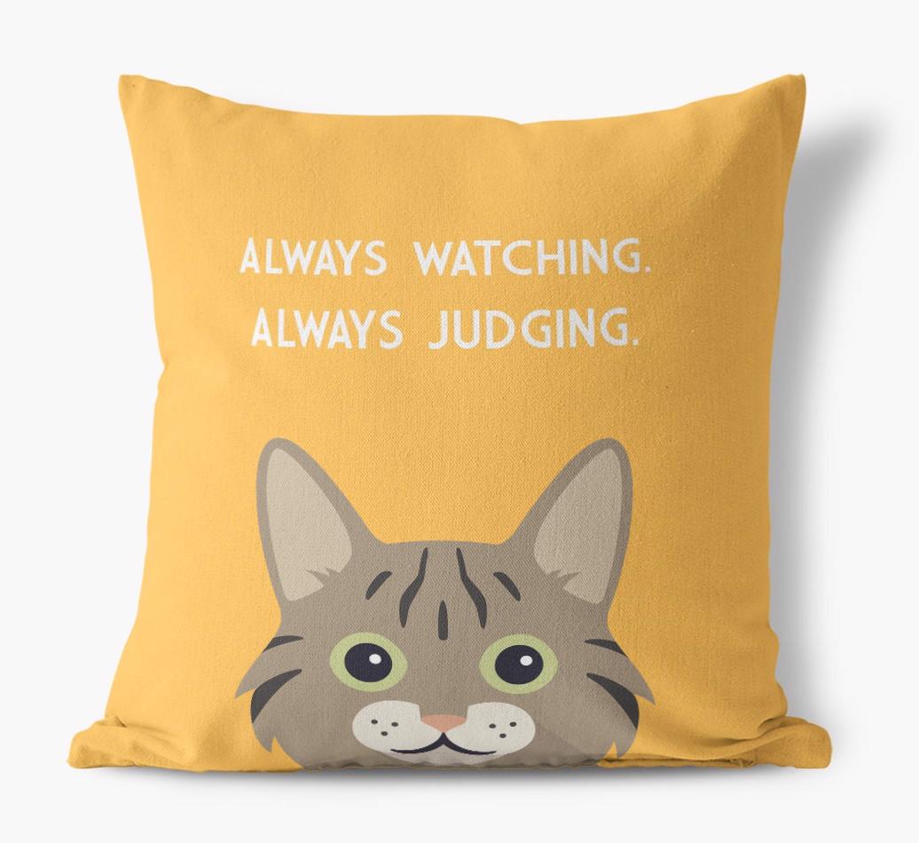 Always Watching: Personalized {breedCommonName} Canvas Pillow
