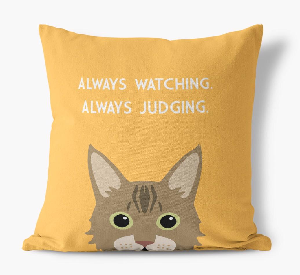 Always Watching: Personalized {breedCommonName} Canvas Pillow