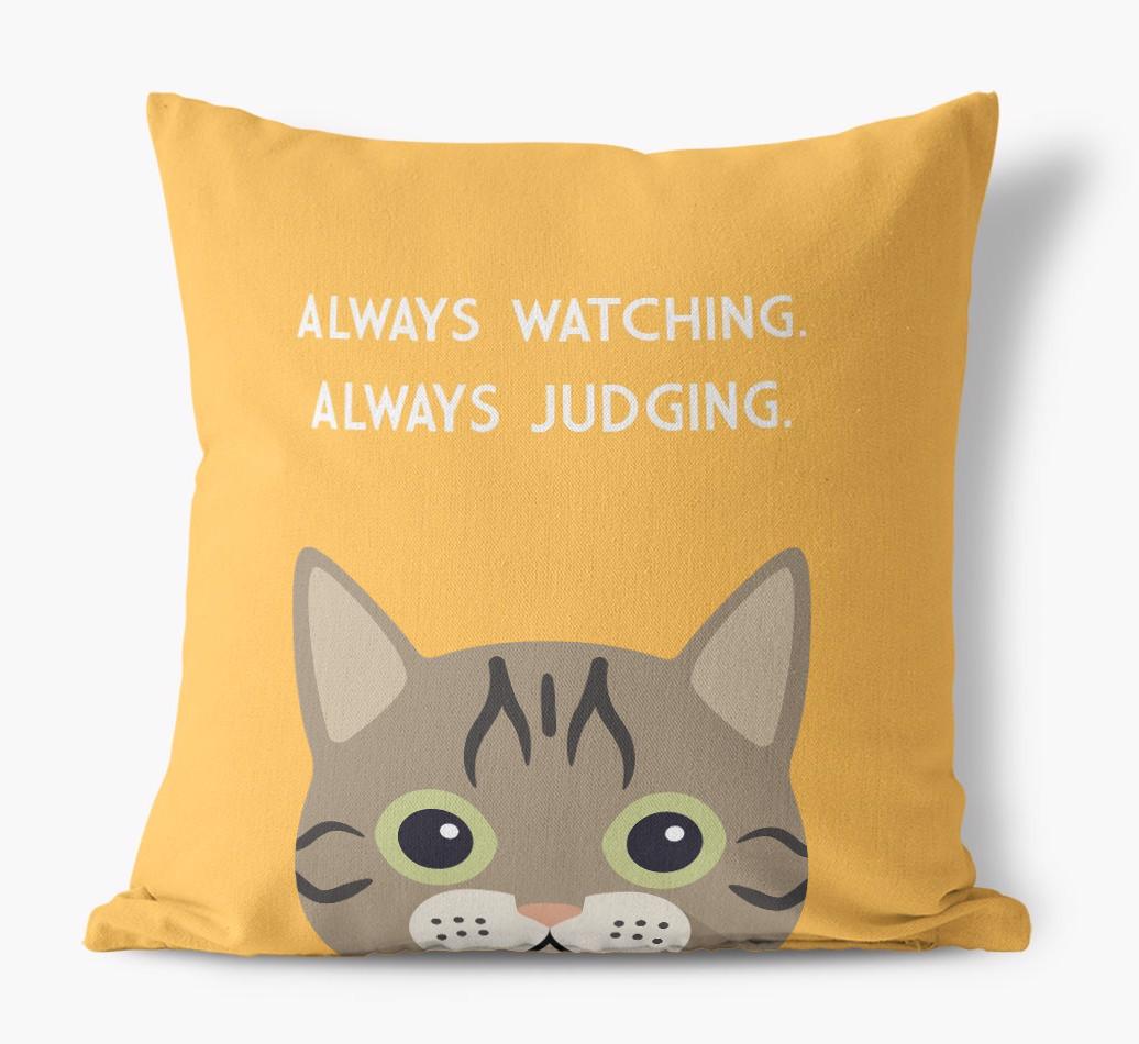 Always Watching: Personalized {breedCommonName} Canvas Pillow
